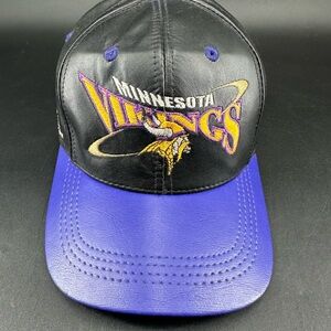 Vintage Pro Elite Leather Hat One Size Fits All Minnesota Vikings VTG Cap